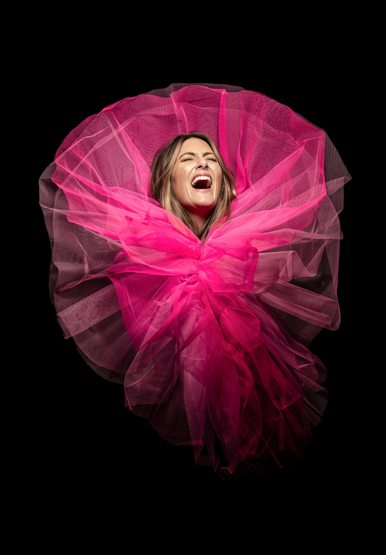 Ellinor Olmarken portrait in pink tulle